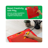 PicassoTiles Large 12"x10" Red 748pc Magnetic Bead Drawing Board