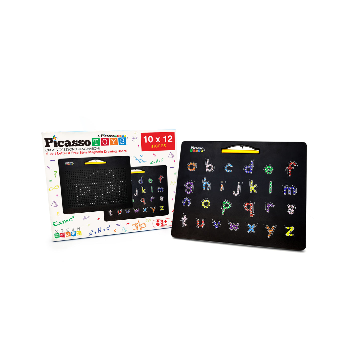 PicassoTiles Double-Sided Magnetic Drawing Board Alphabet Letter and Freestyle