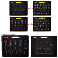 PicassoTiles 2PK 4-in-1 Large Magnetic Drawing Board: Alphabets and Numbers Tracing