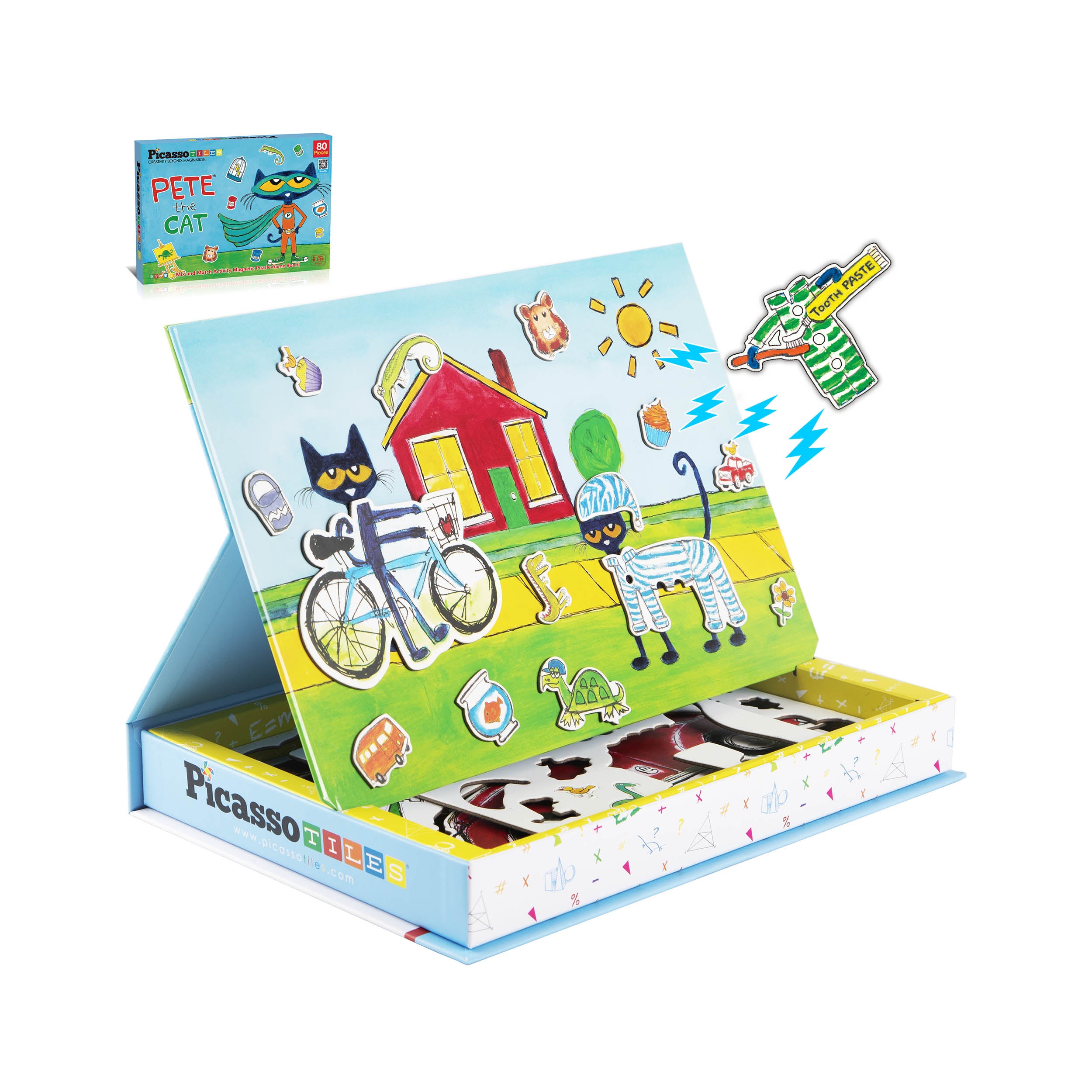 PicassoTiles Pete the Cat Magnetic Storytelling Board Game Puzzle Board Playset