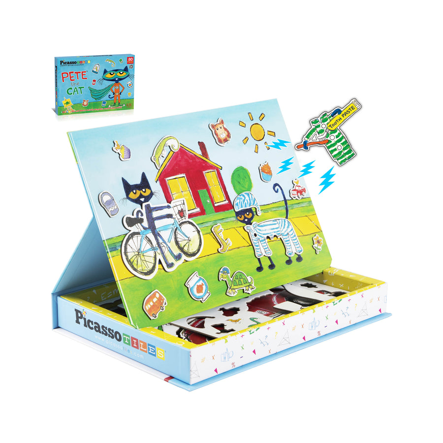 PicassoTiles Pete the Cat Magnetic Storytelling Board Game Puzzle Board Playset