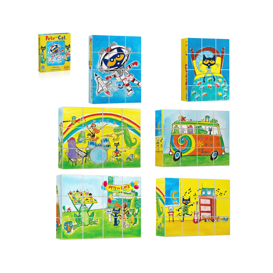 PicassoTiles Pete the Cat Magnet Puzzle Building Block Cubes