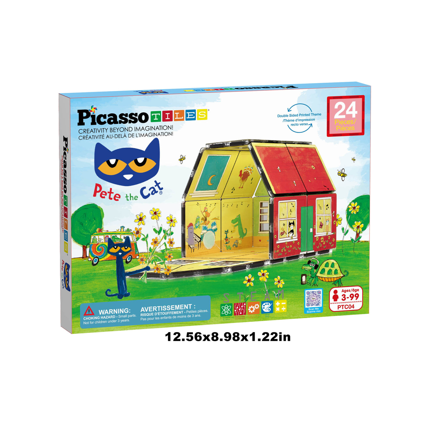 PicassoTiles Pete The Cat Magnetic Tile House - 24 Pieces