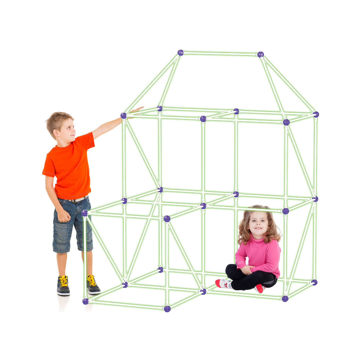 PicassoTiles 125 Piece Fort Building Kit Glow in Dark