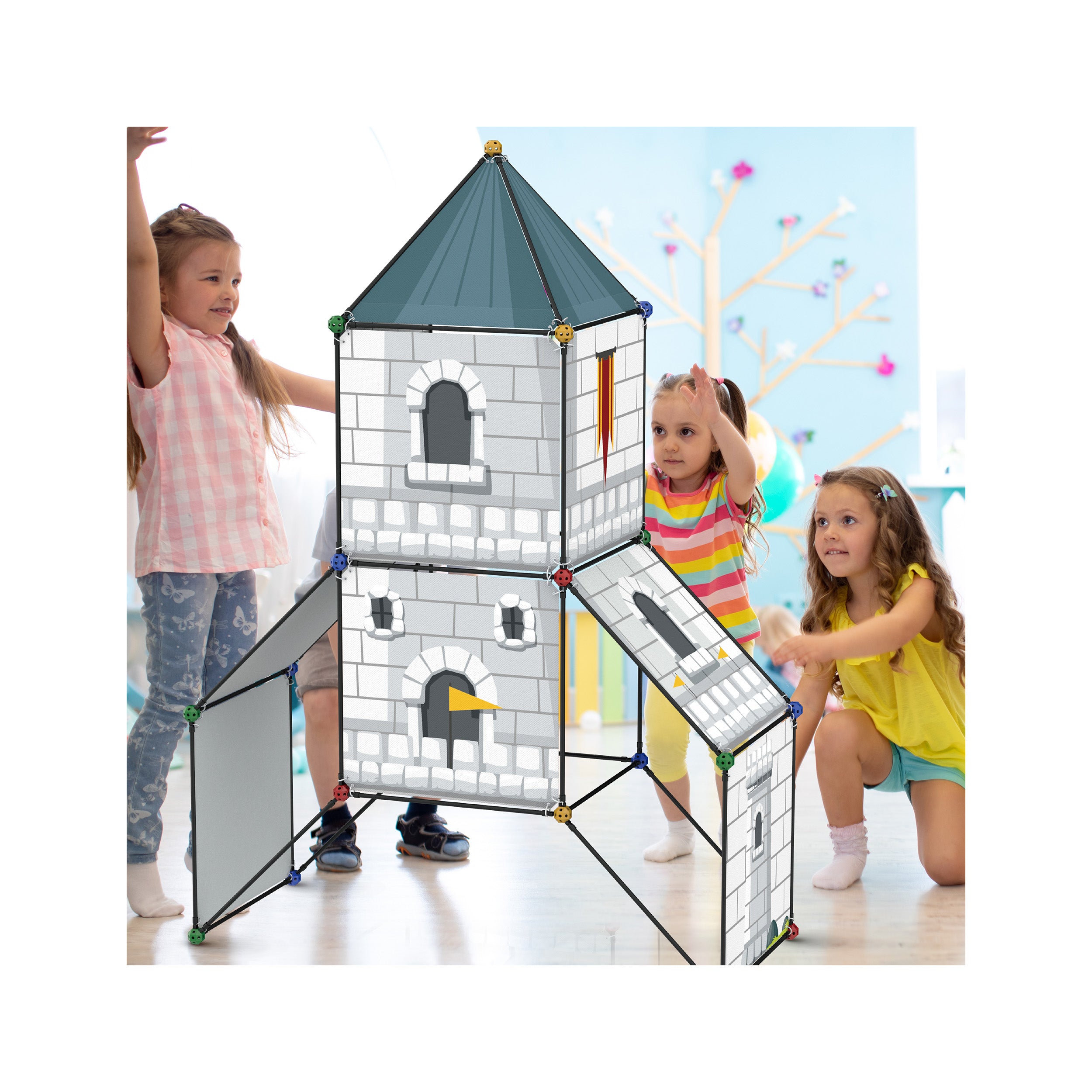 PicassoTiles Fort Building Tent Castle Theme Set