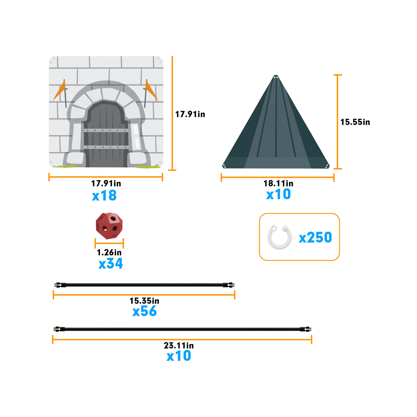 PicassoTiles Fort Building Tent Castle Theme Set