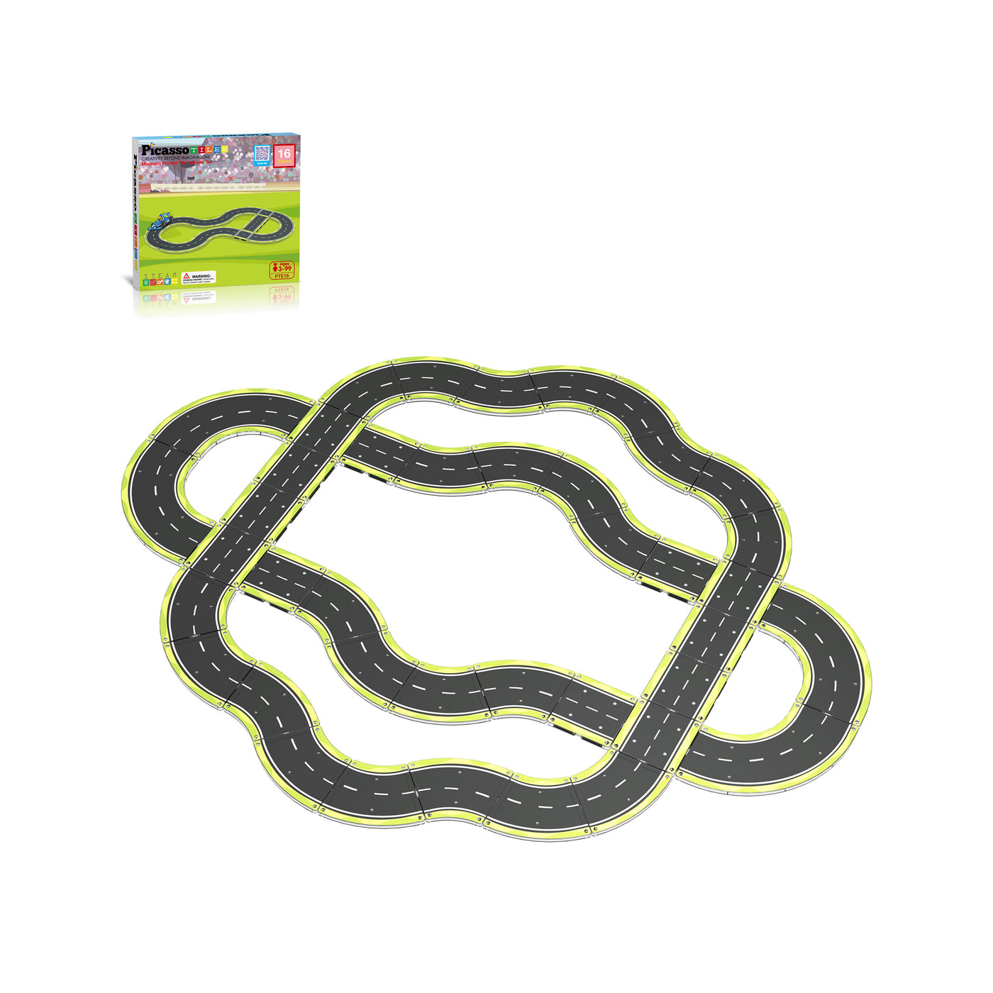 PicassoTiles Magnetic Racetrack Speedway Tiles