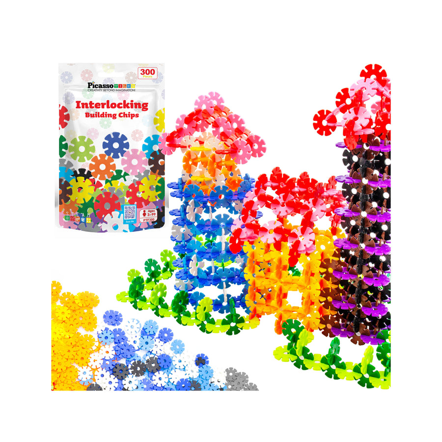 PicassoTiles 300pc Building Chips Interlocking Disc Construction Blocks