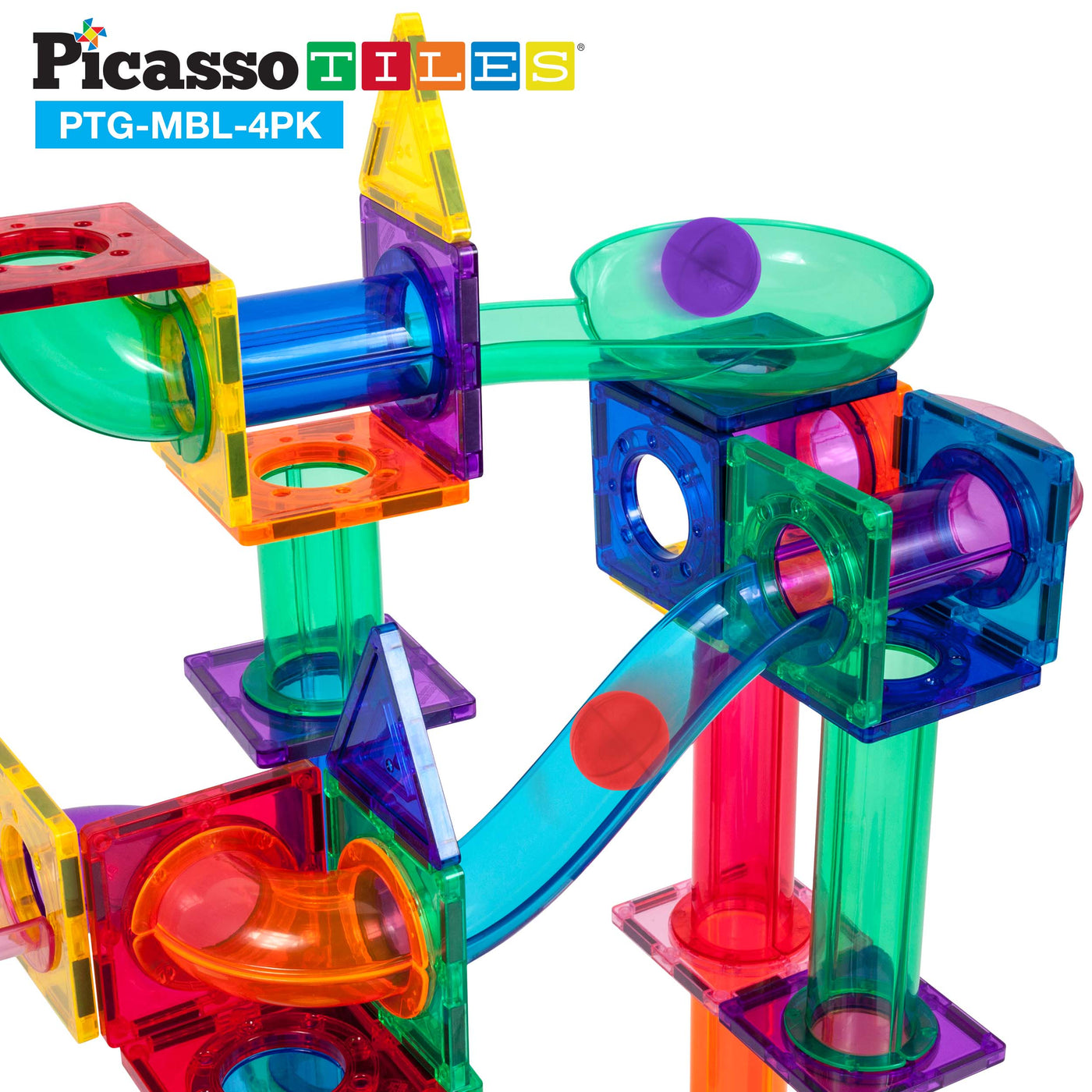 PicassoTiles 8pc Marbles for Track Run Building Blocks