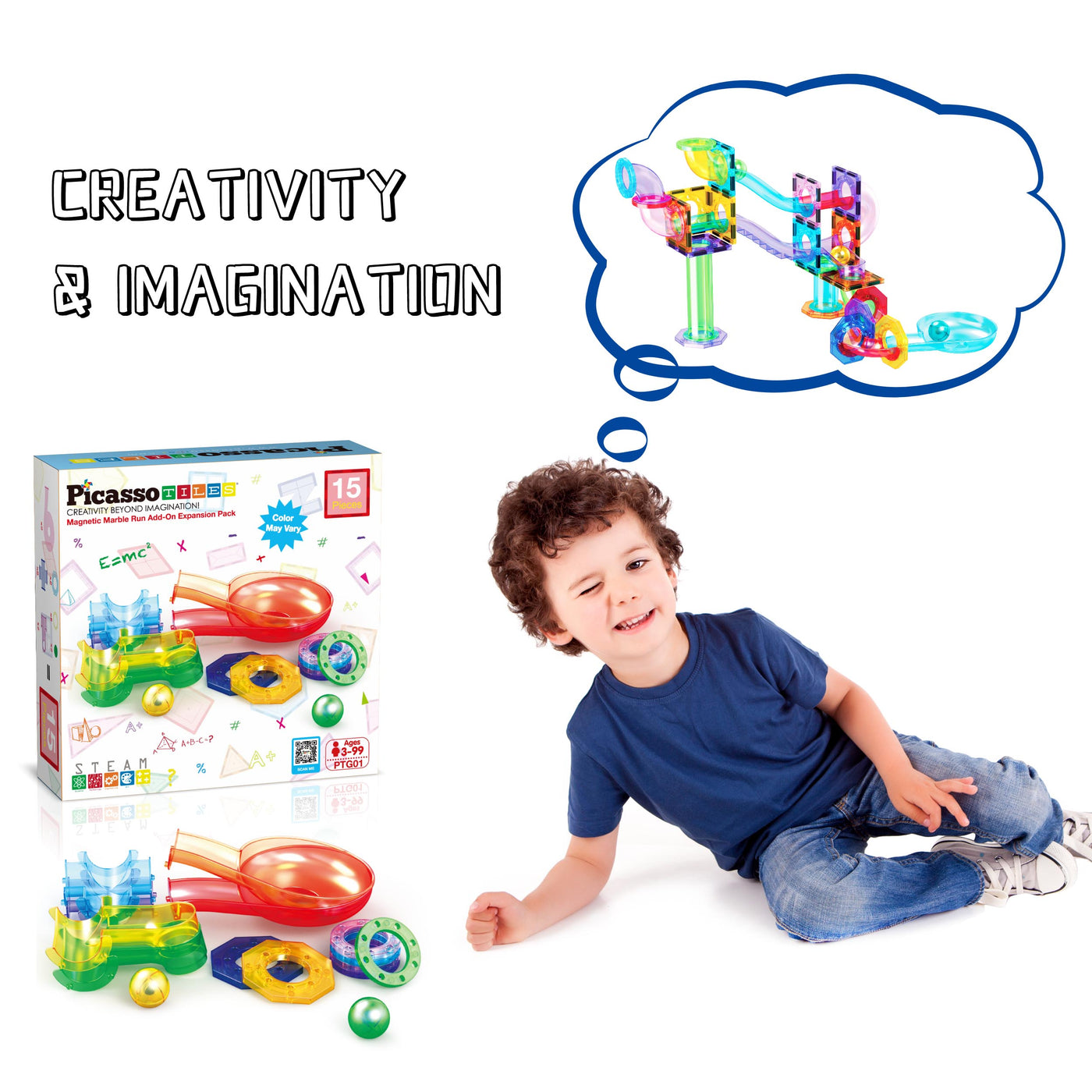 PicassoTiles 15pc Marble Run Expansion Pack Sets