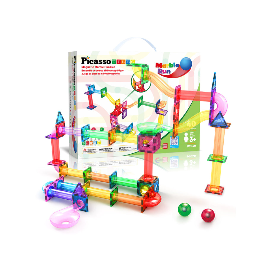 PicassoTiles 40pc Marble Run Building Blocks Connecting Set