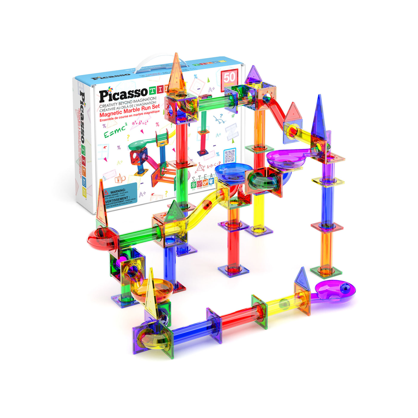 PicassoTiles 50pc Marble Run Building Blocks Set