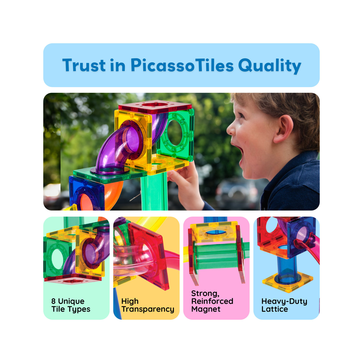 PicassoTiles 50pc Marble Run Building Blocks Set