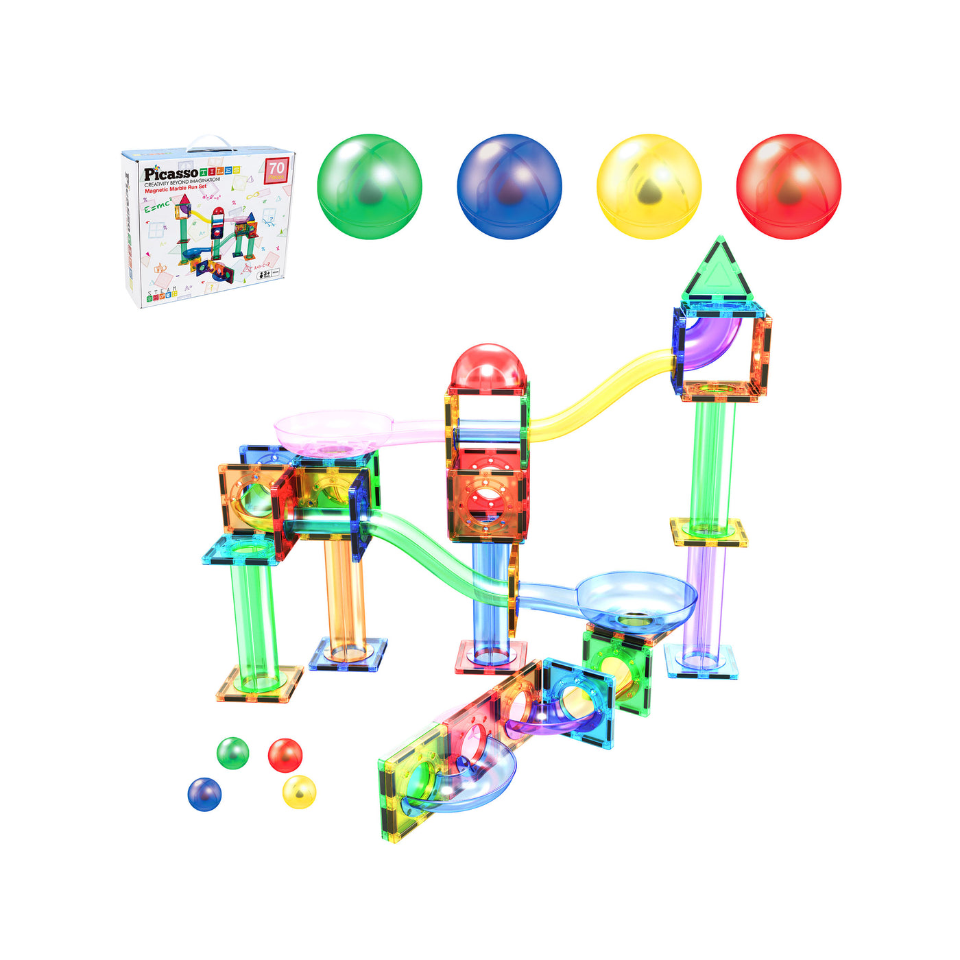 PicassoTiles 70pc Marble Run Building Blocks Set