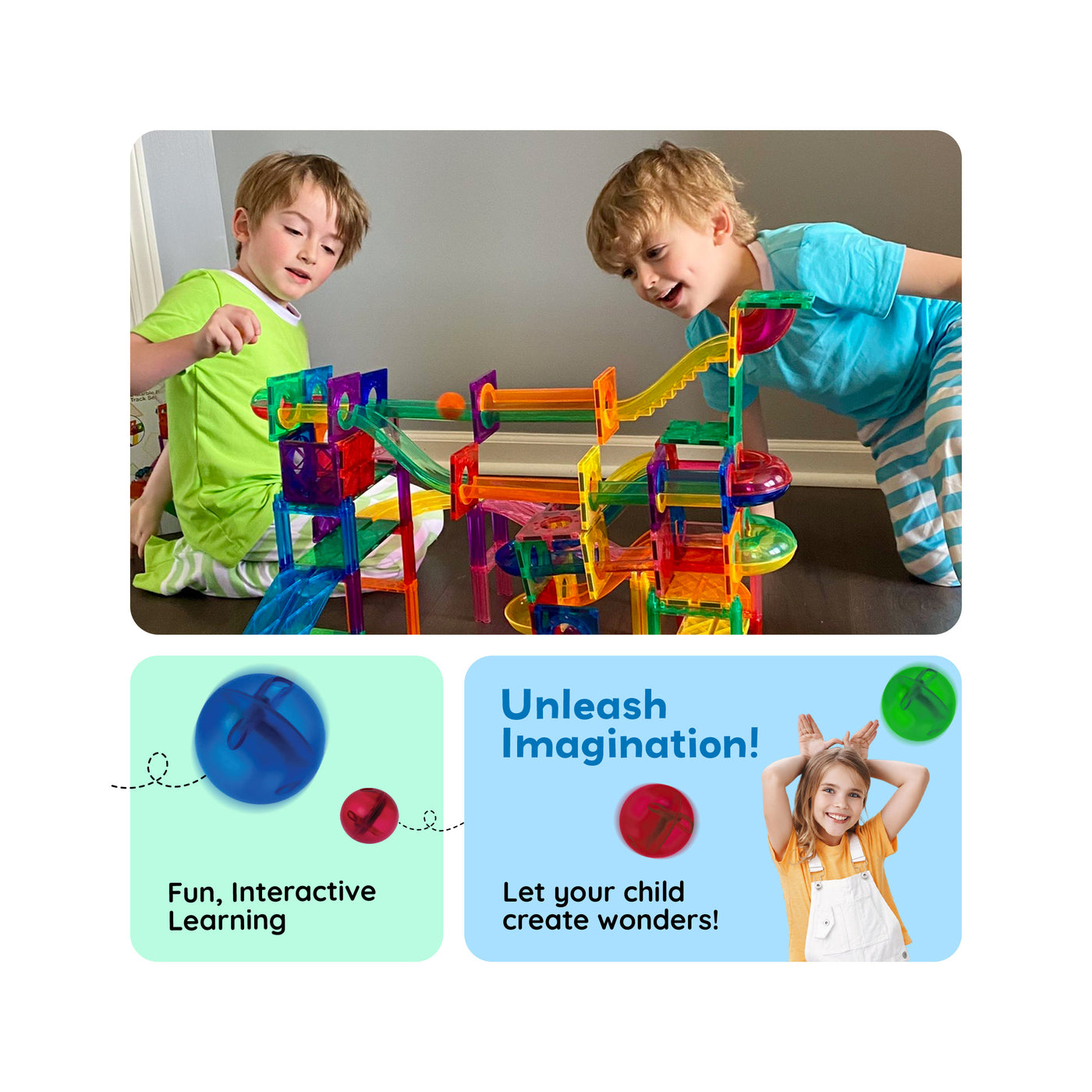 PicassoTiles 70pc Marble Run Building Blocks Set