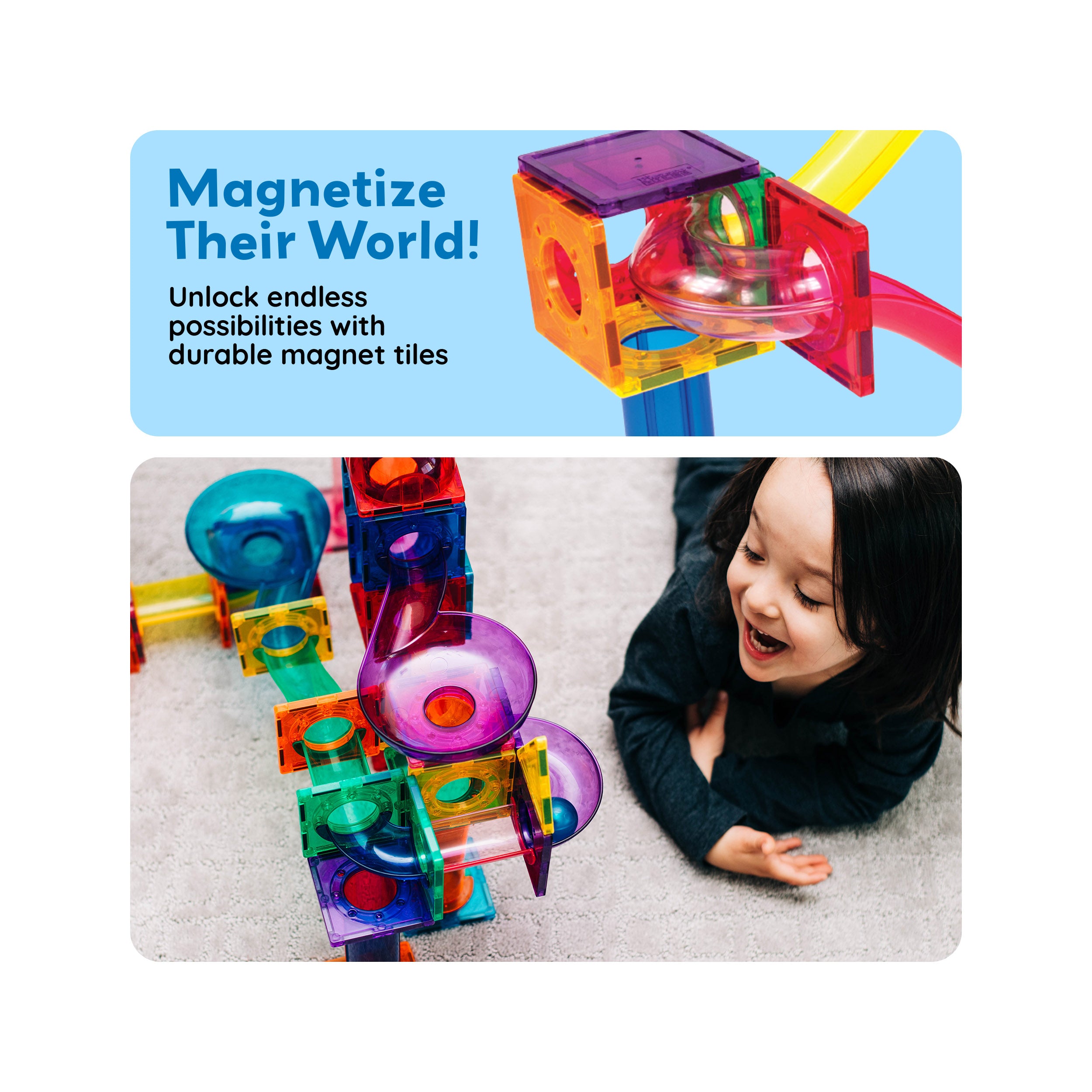 PicassoTiles 70pc Marble Run Building Blocks Set