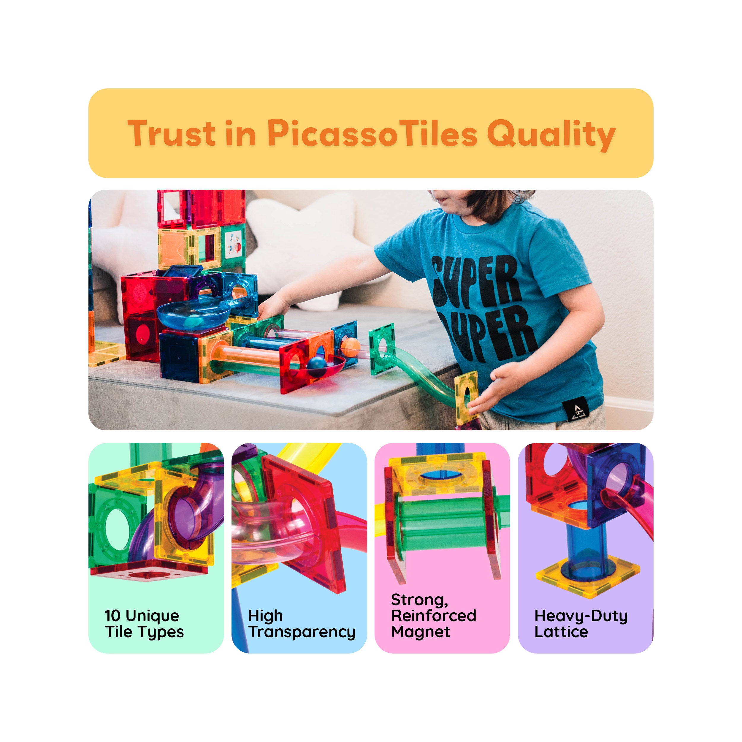 PicassoTiles 70pc Marble Run Building Blocks Set