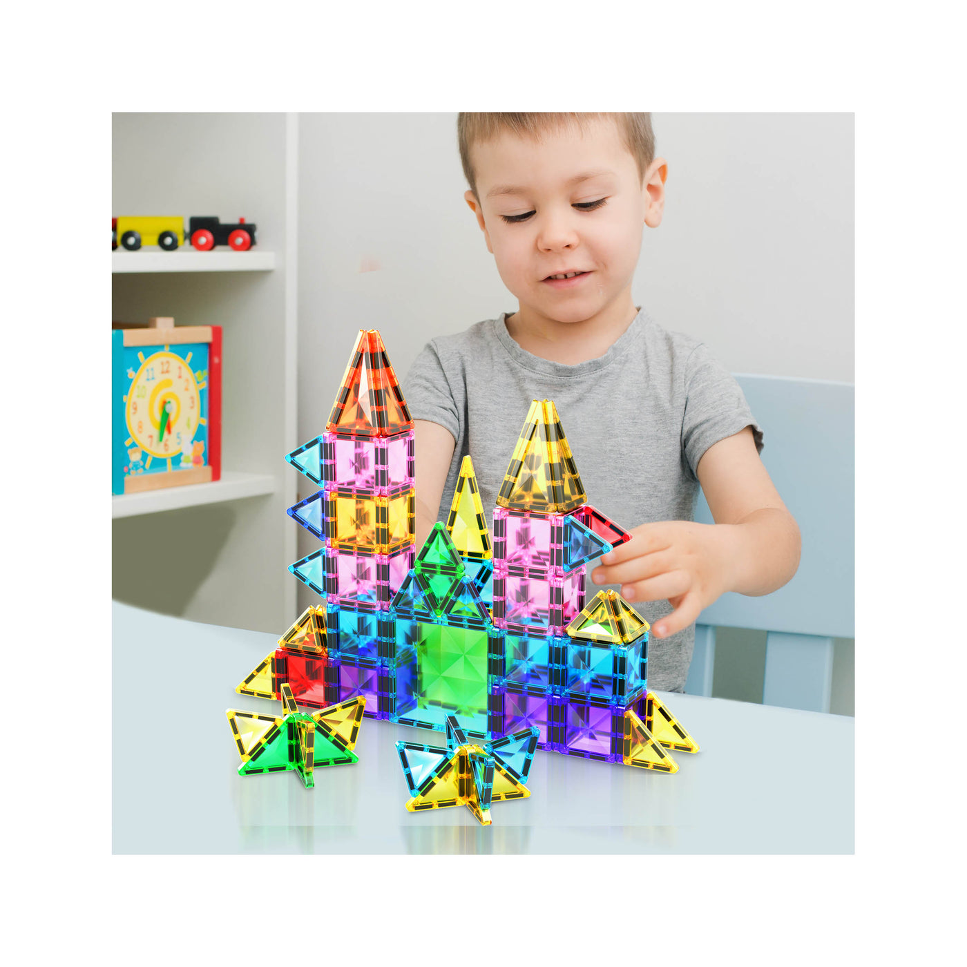 PicassoTiles Mini Diamond Travel Size 100pc Magnet Building Tile Set