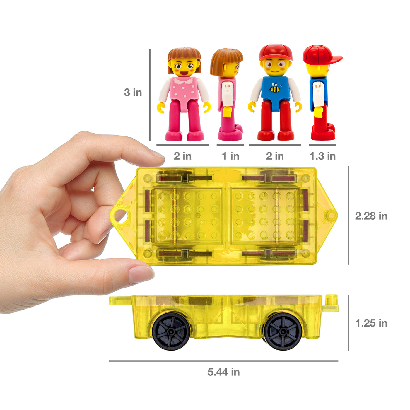 PicassoTiles Mini Diamond Travel Size 120pc Magnet Tiles with Figures and Car Set