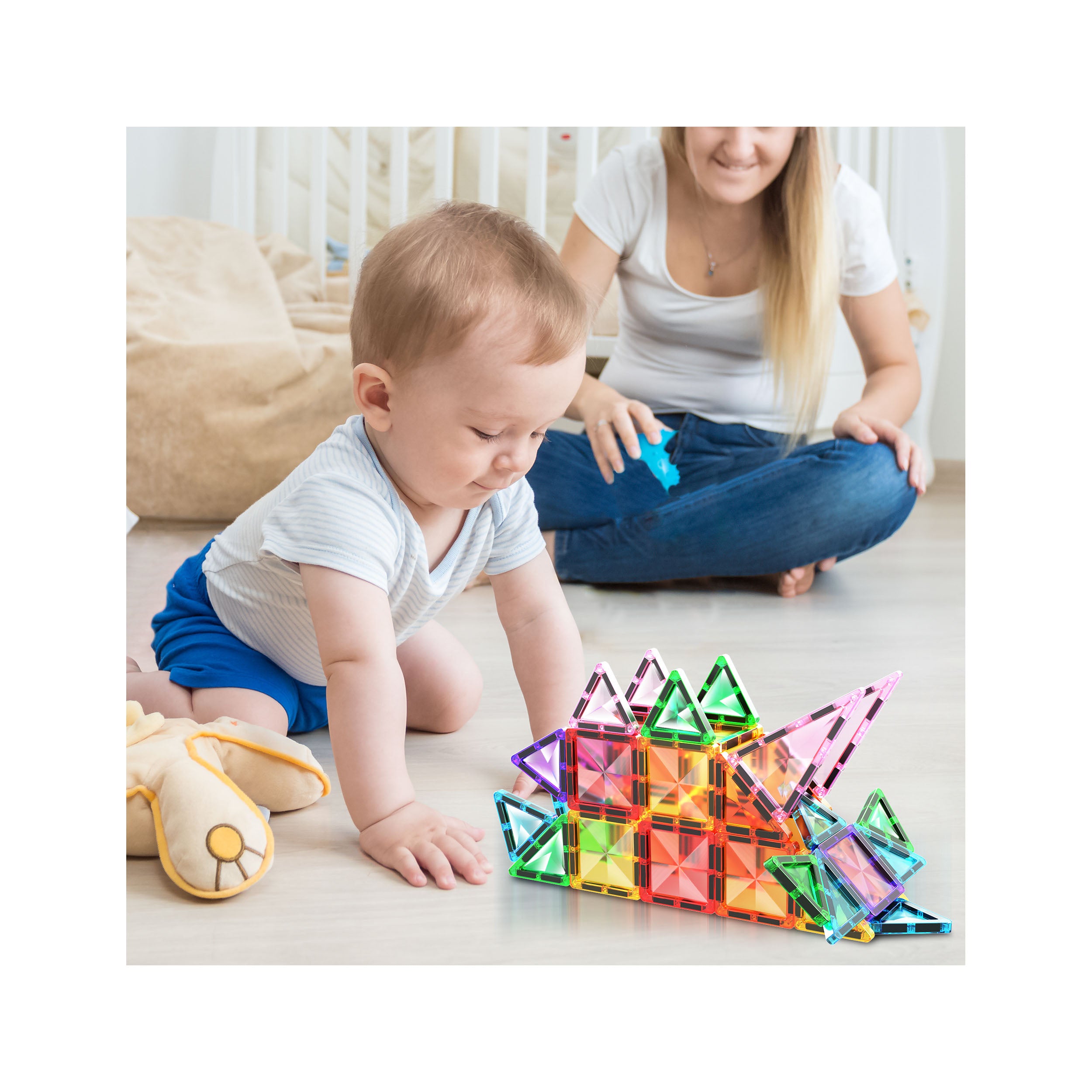 PicassoTiles Mini Diamond Travel Size 40pc Building Block Tile Set