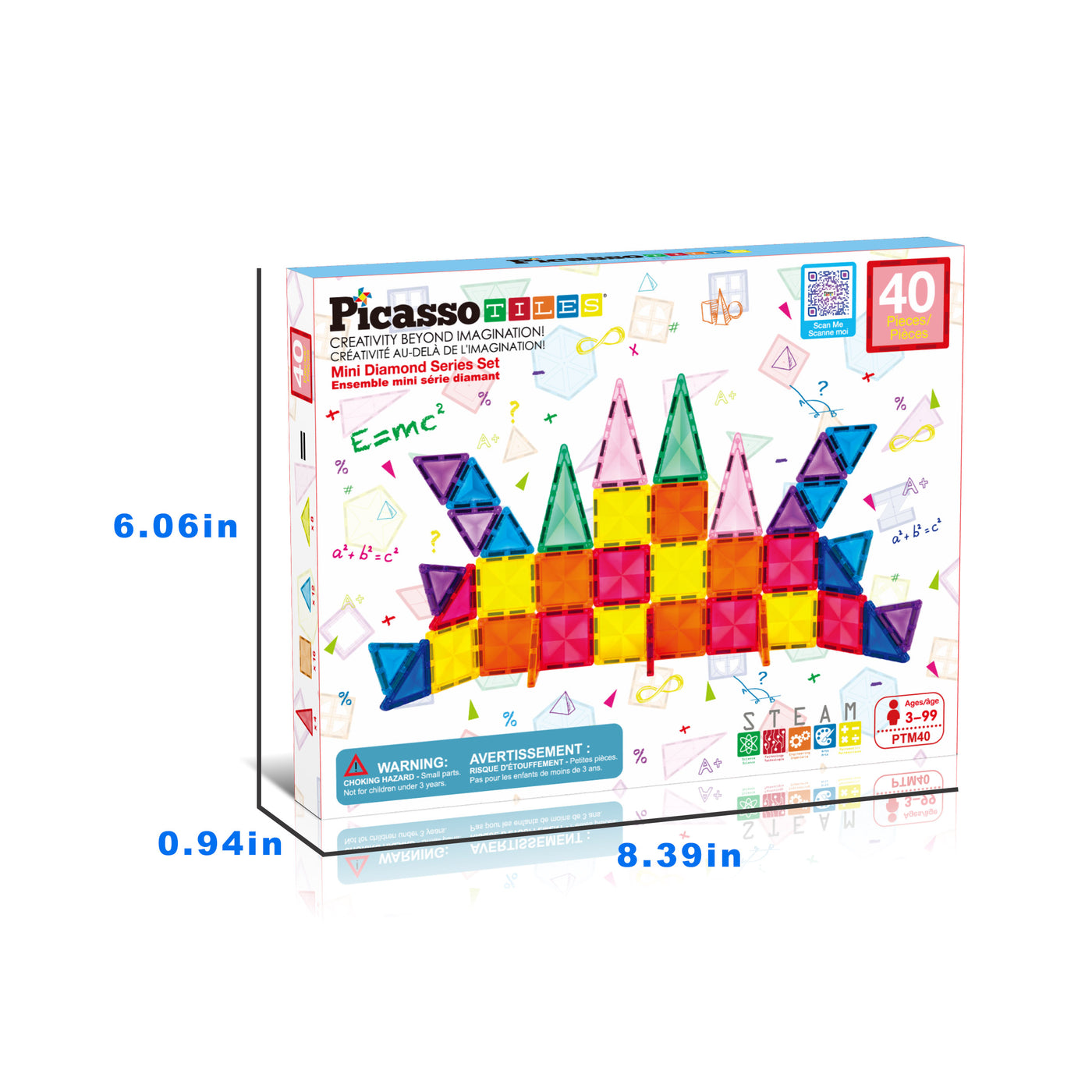 PicassoTiles Mini Diamond Travel Size 40pc Building Block Tile Set