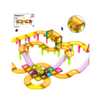 PicassoTiles 40pc Magnetic Tiles Race Track Travel Toy with Car