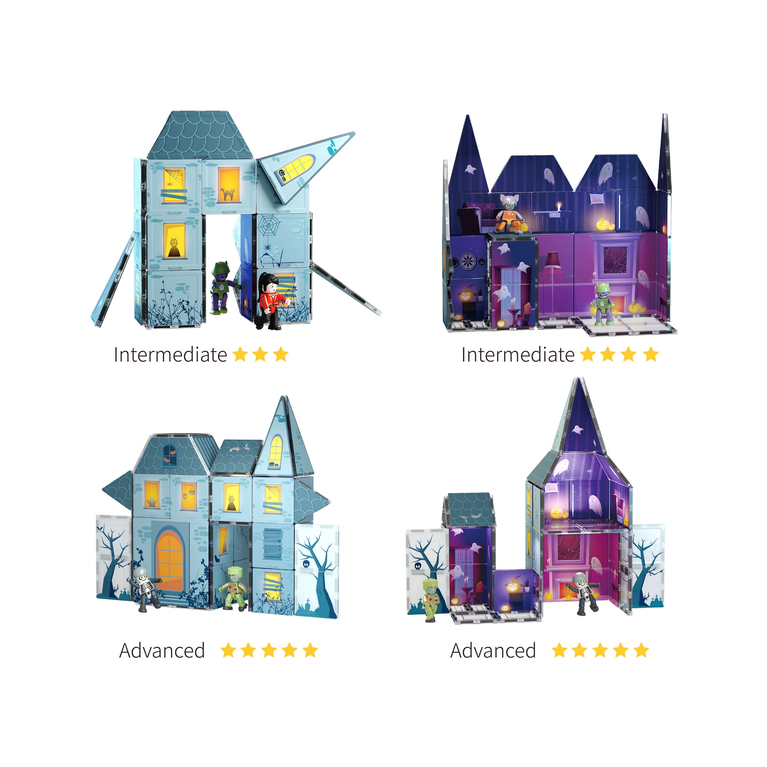 PicassoTiles Haunted House Magnetic Blocks with Spooky Characters