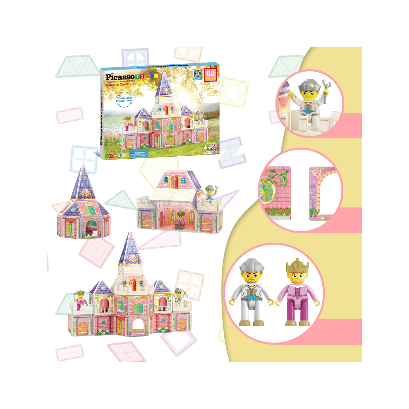 PicassoTiles 60pc Princess Castle