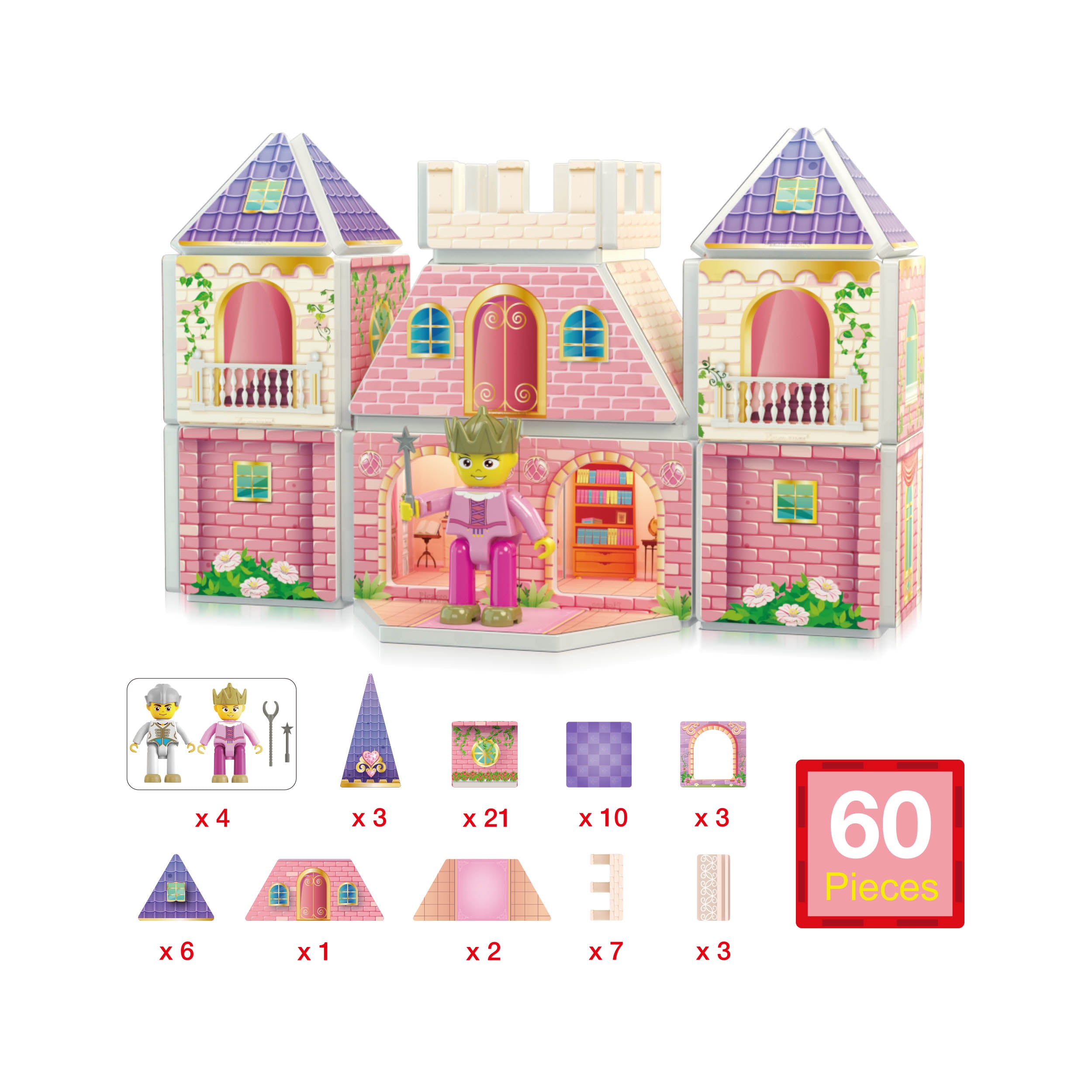 PicassoTiles 60pc Princess Castle