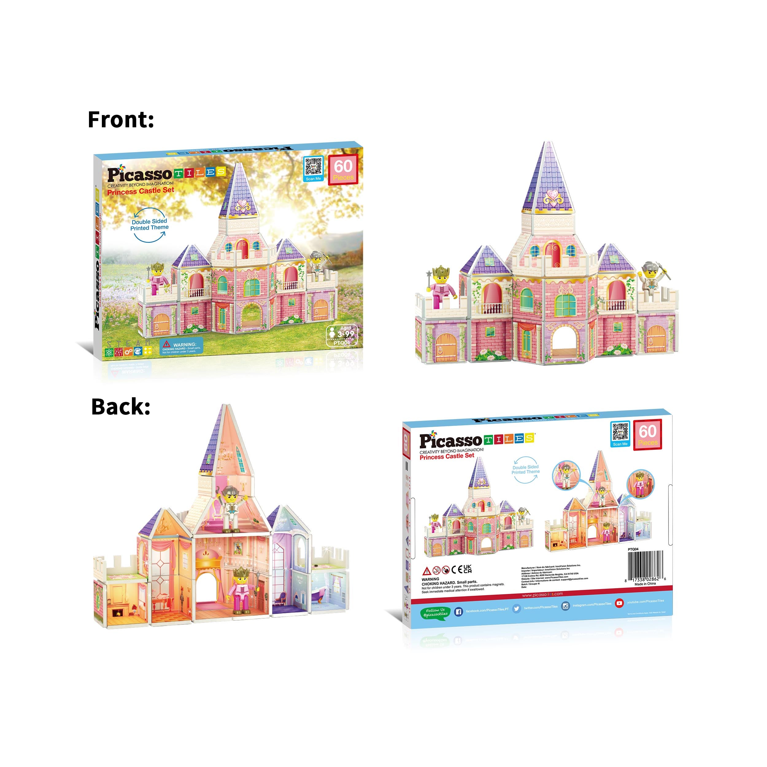 PicassoTiles 60pc Princess Castle