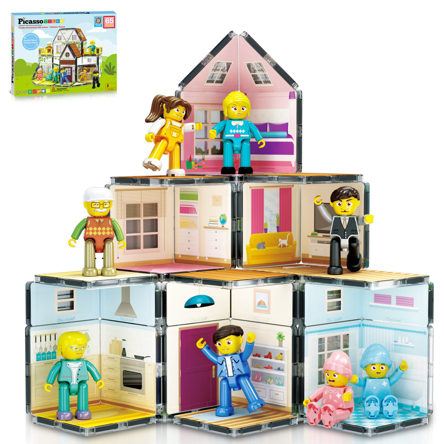 PicassoTiles Family Doll House with Character Action Figures