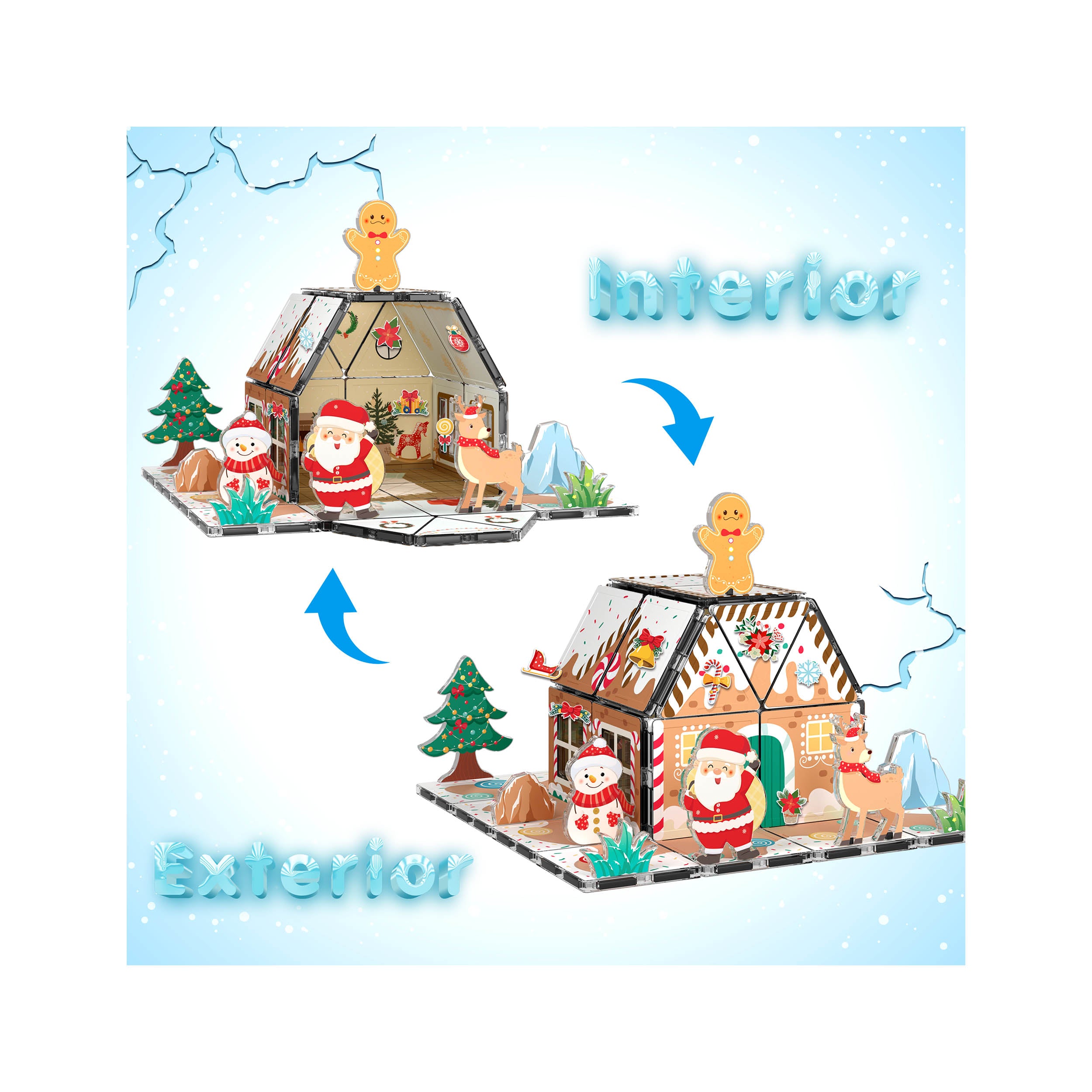 PicassoTiles Magnetic Gingerbread House Building Set - 46 Pieces