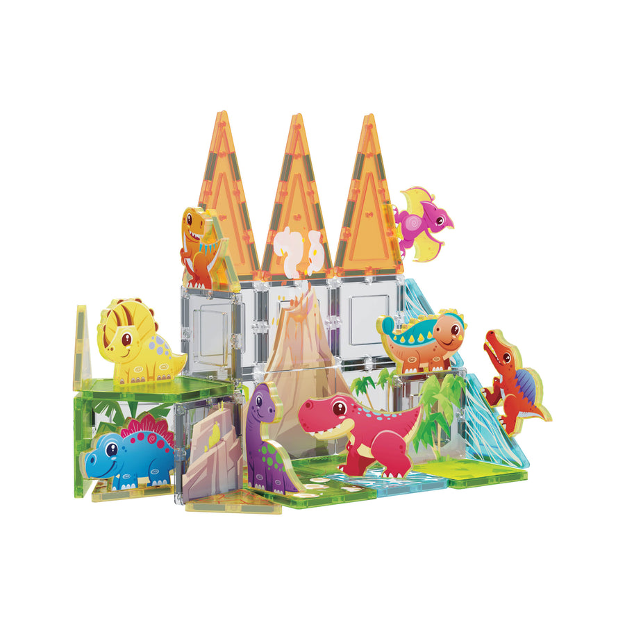 PicassoTiles Dino World Magnetic Tiles Adventure Set - 36 Pieces