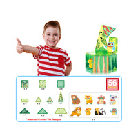 PicassoTiles 56 Piece Forest Animal Magnet Tile Building Blocks Toy Set