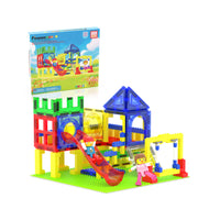 PicassoTiles Magnetic Building Blocks Playground Set with Action Figure Characters