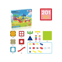 PicassoTiles Magnetic Building Blocks Playground Set with Action Figure Characters