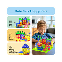 PicassoTiles Magnetic Building Blocks Playground Set with Action Figure Characters