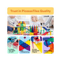 PicassoTiles 80pc Race Track Magnetic Building Blocks Set