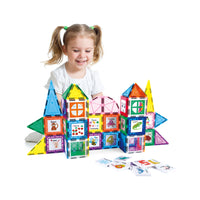 PicassoTiles 102 Piece Magnetic Building Tile Set w/Educational Artwork Graphics