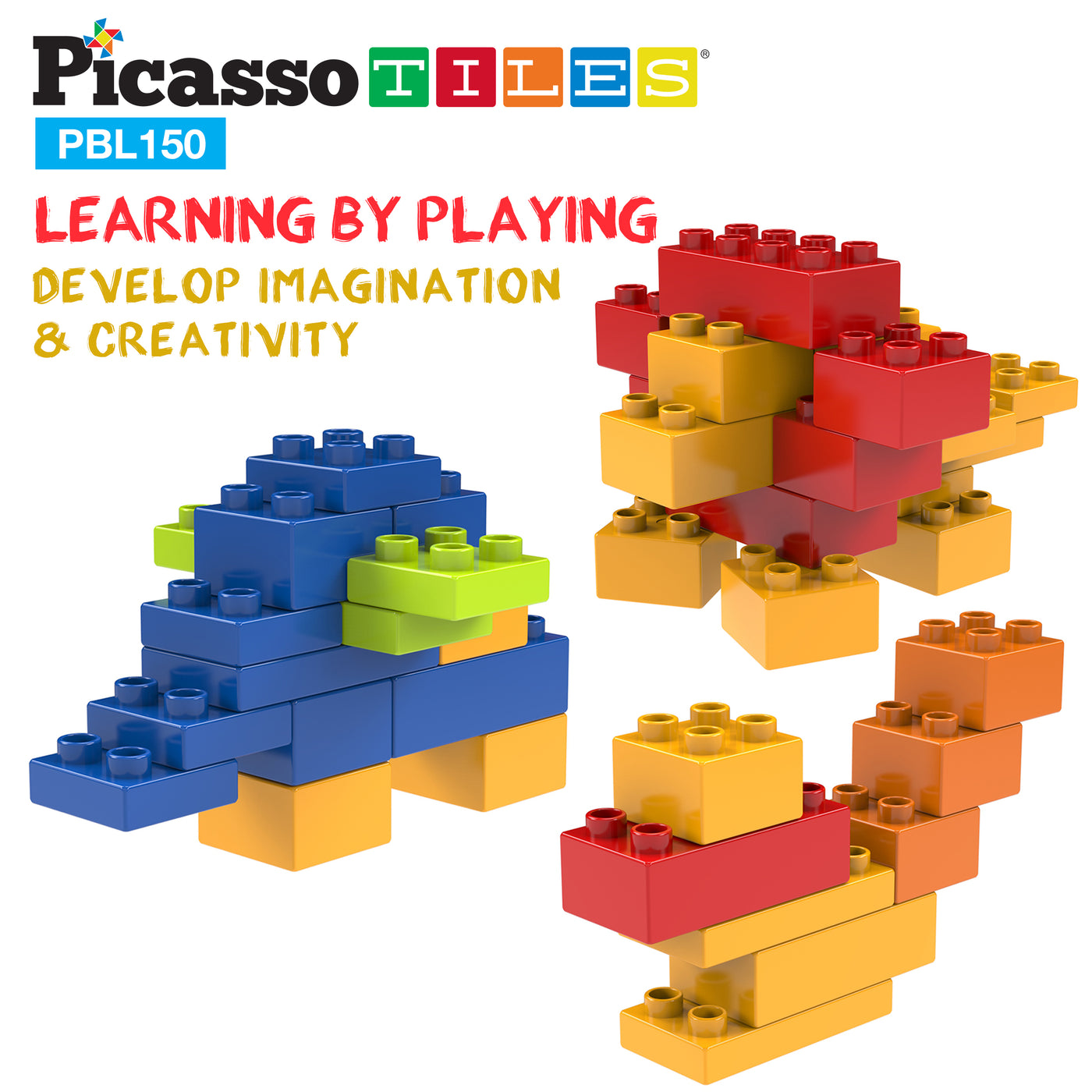 PicassoTiles Large Colorful Building Brick Block Kit