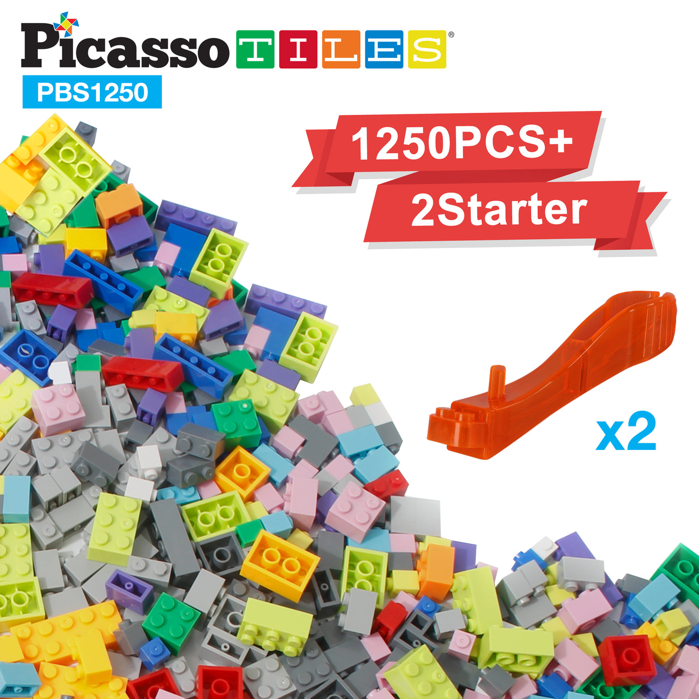 PicassoTiles Building Block Brick 1250 Piece Playset