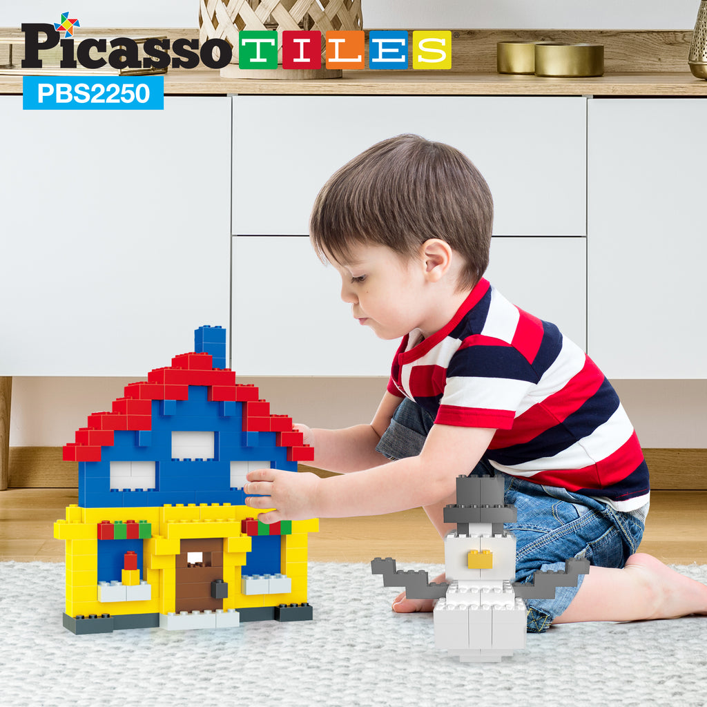  PicassoTiles 150 Piece Large Construction Brick Building Blocks  STEM Bricks Toy Set Creative Learning Early Education Playset 5 Colors 4  Unique Shapes Mix & Match Toys for Kids Boys Girls Child