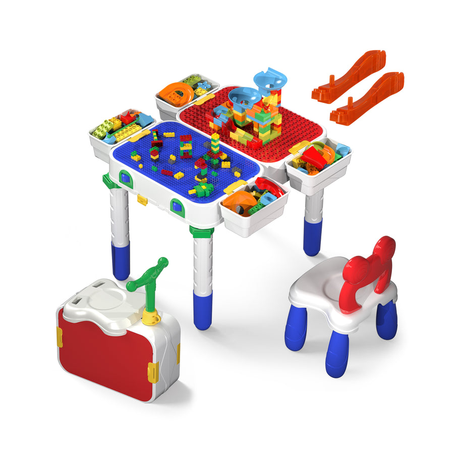 PicassoTiles Kids Building Block Activity Center Suitcase Table Set