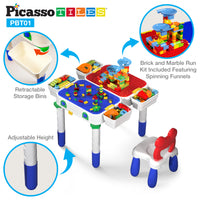 PicassoTiles Kids Building Block Activity Center Suitcase Table Set