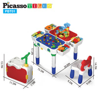 PicassoTiles Kids Building Block Activity Center Suitcase Table Set