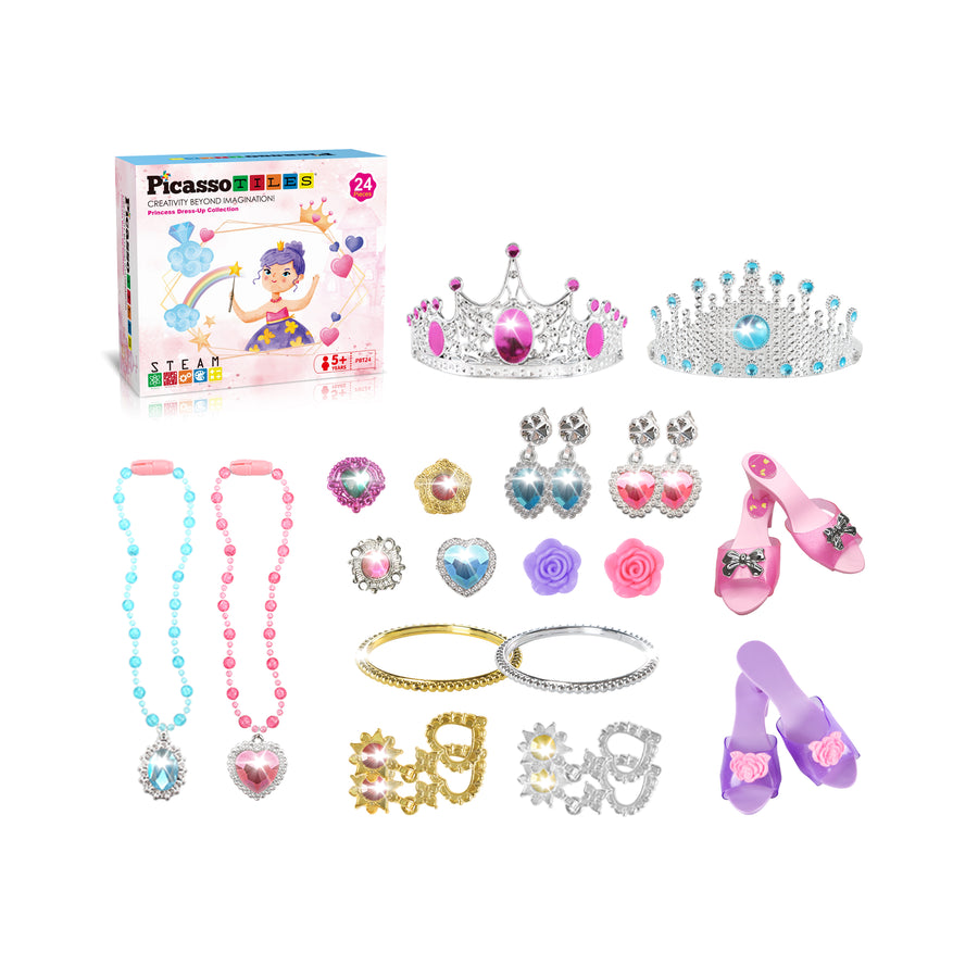 PicassoTiles 24 Piece Fairytale Royal Princess Dress Up Set