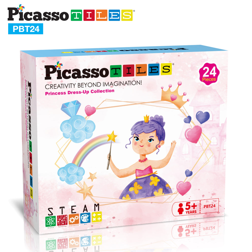 PicassoTiles Kids 20 Piece Fairytale Royal Princess Dress Up - Pretend
