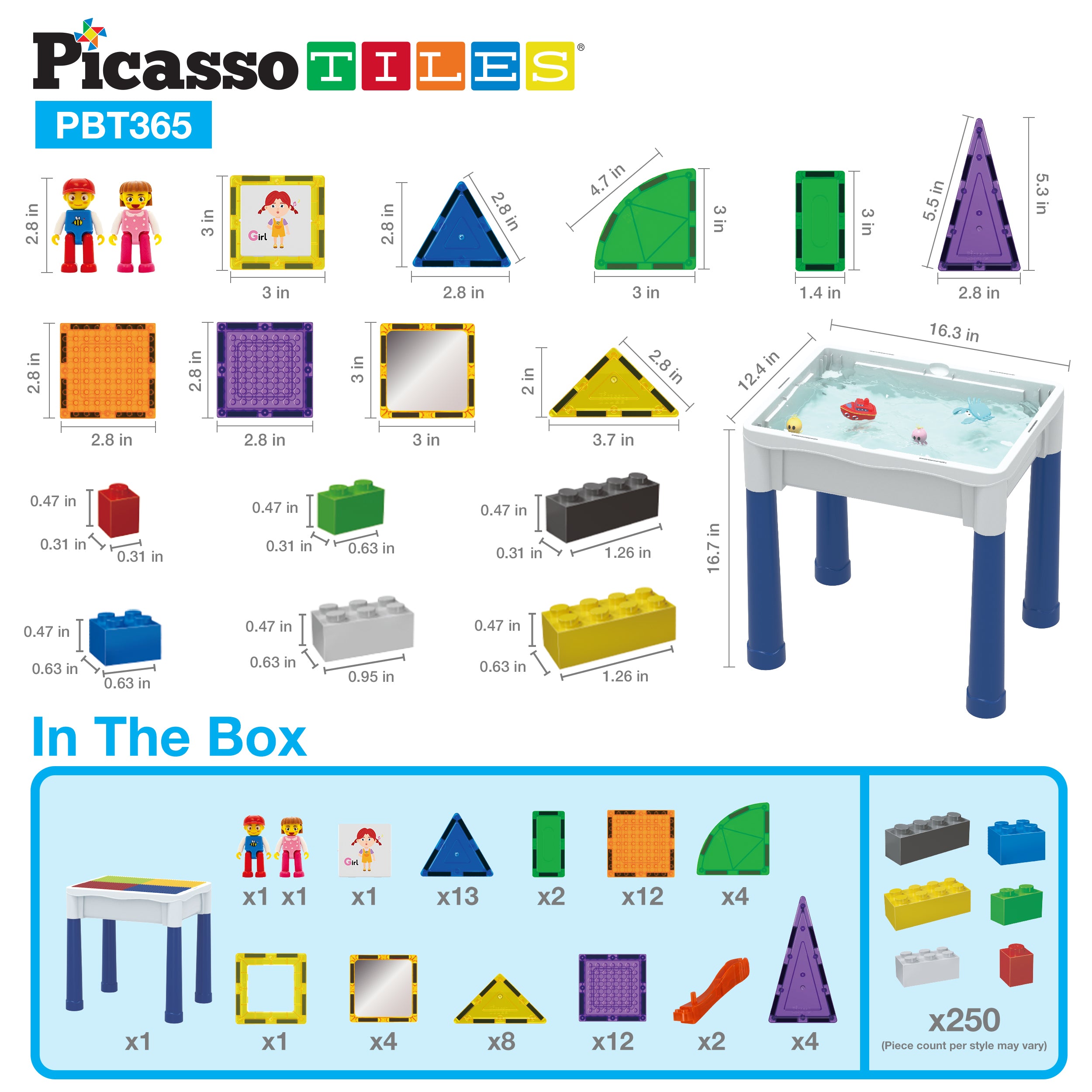 PicassoTiles 2in1 Easel Art Drawing Board with Accessories