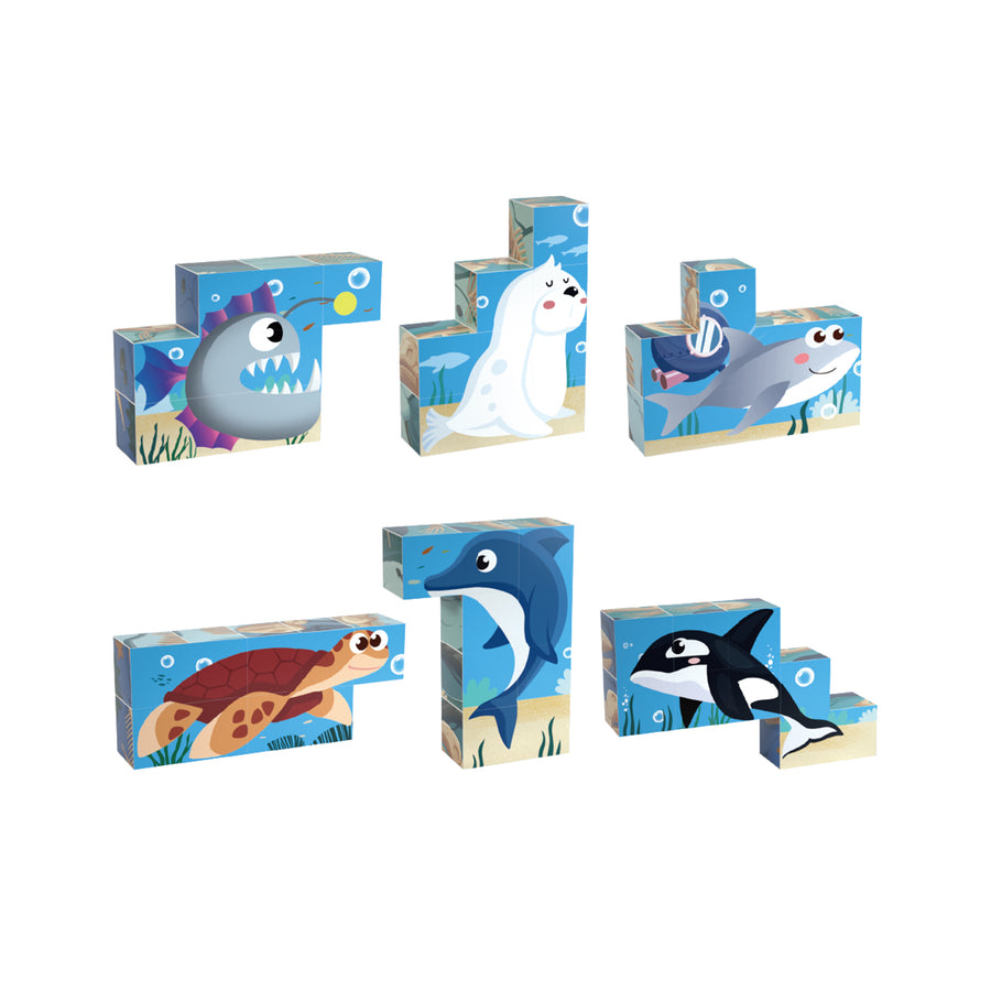 PicassoTiles 63pcs Sea Ocean Animal Magnetic Puzzle Cubes