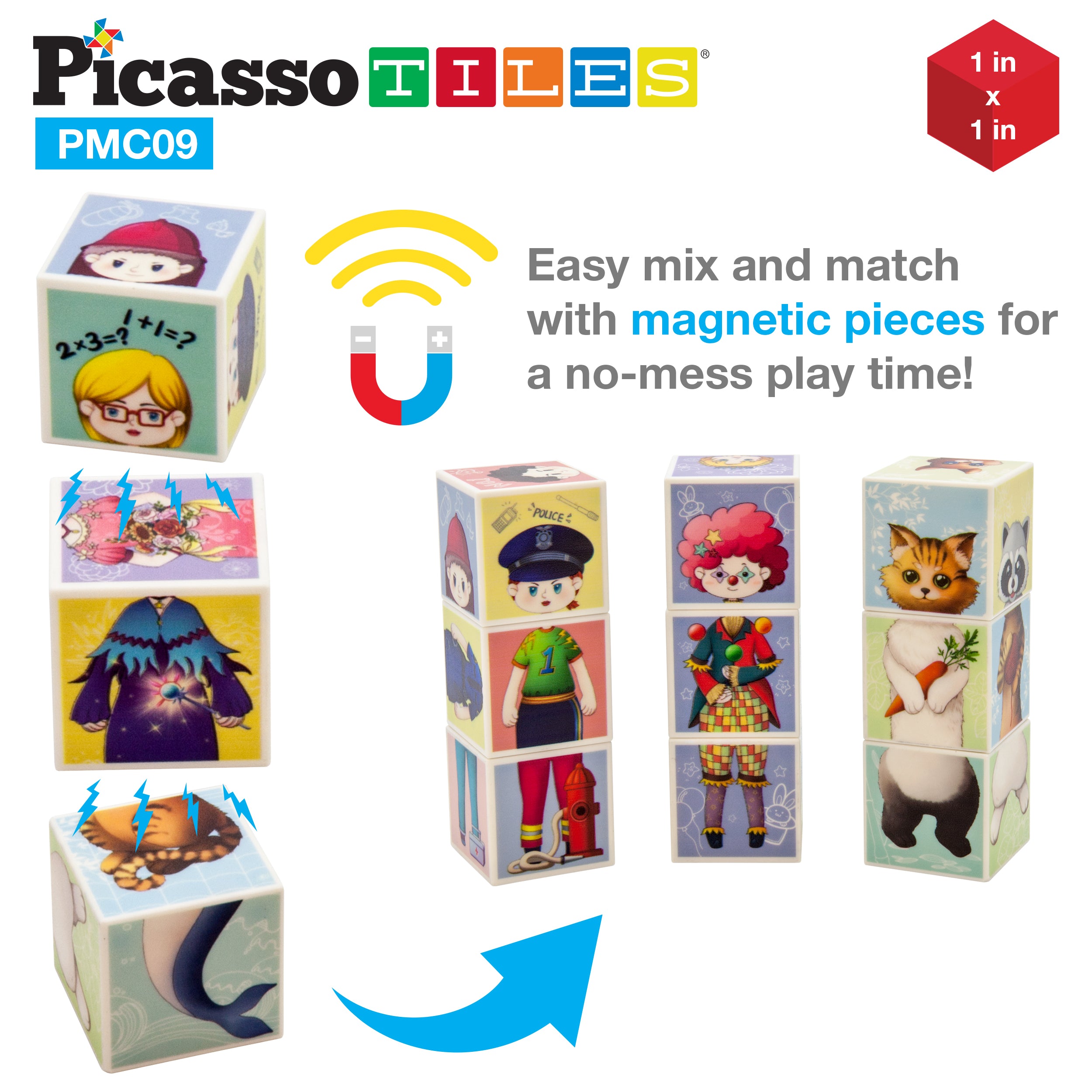 PicassoTiles Mix and Match 9 Piece Magnetic Magic Puzzle Cubes